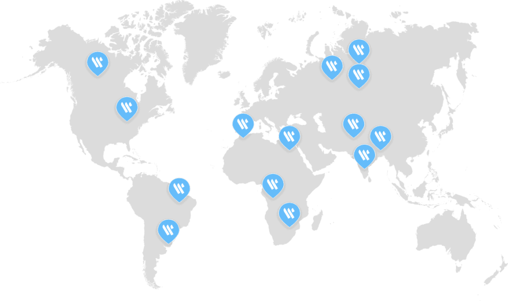 the world map with whitecollars logo distributed into all over the world as we serve every where with hr and recruiting Services