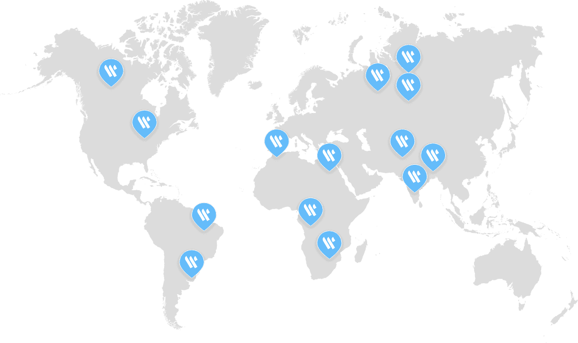 the world map with whitecollars logo distributed into all over the world as we serve every where with hr and recruiting Services